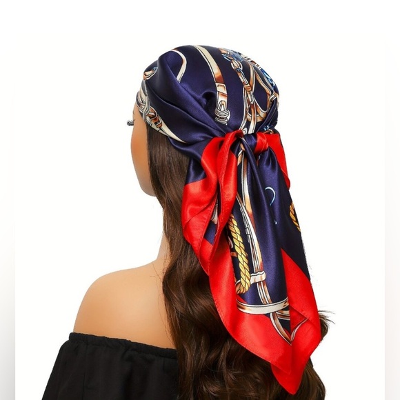 Passion of Essence Accessories - Beautiful FASHION Passion of Essence Red & Blue With Gold 100% Silk Scarfs
